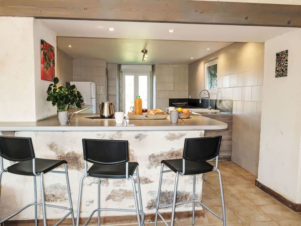 Furniture, Flooring, Interior Design, Countertop, Kitchen, Wood, Floor, Chair, Bar Stool, Cabinetry