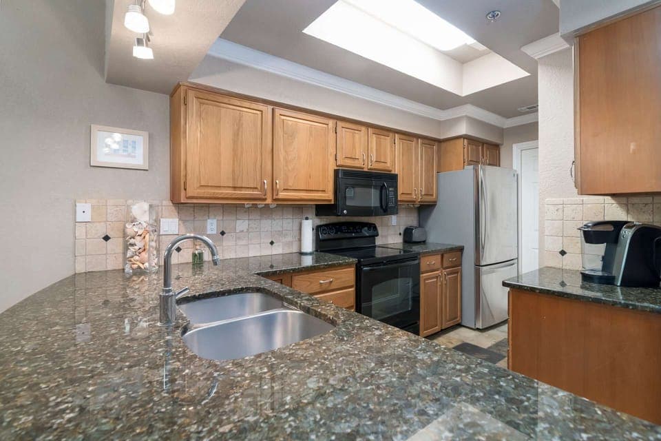 Fully-equipped kitchen offers everything you need for a home-cooked meal, including plenty of counter space