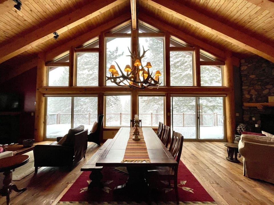 Enjoy views of the lake and snow-covered mountains