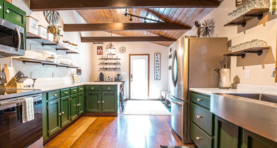 Huge farm kitchen for cooking big family country meals