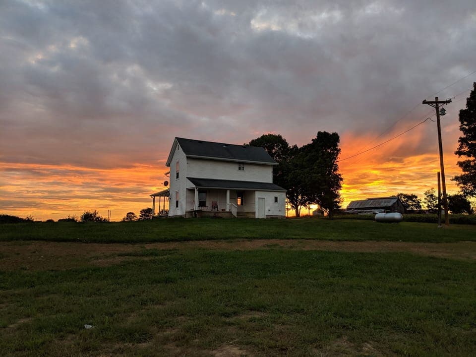 Beautiful sunset on the farm