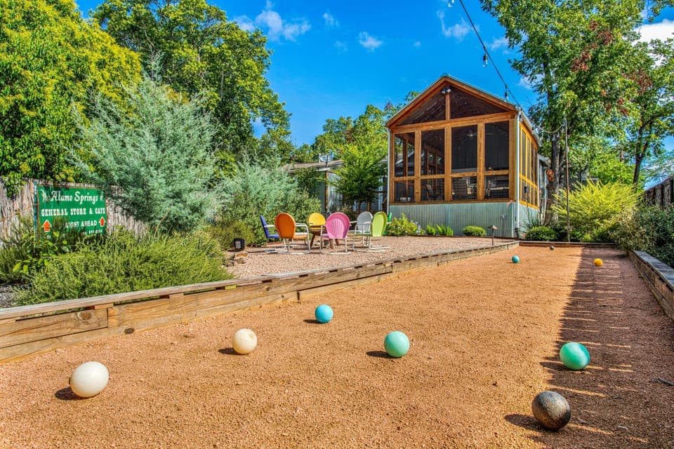Regulation bocce ball court in the private backyard