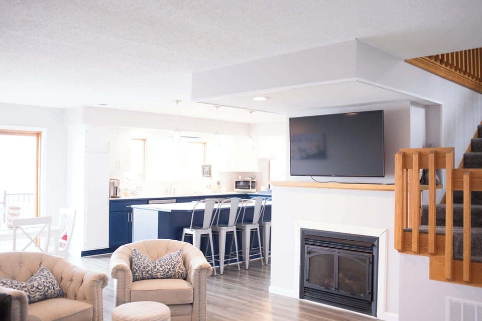 Seamless kitchen, dining, and living space keeps everyone connected