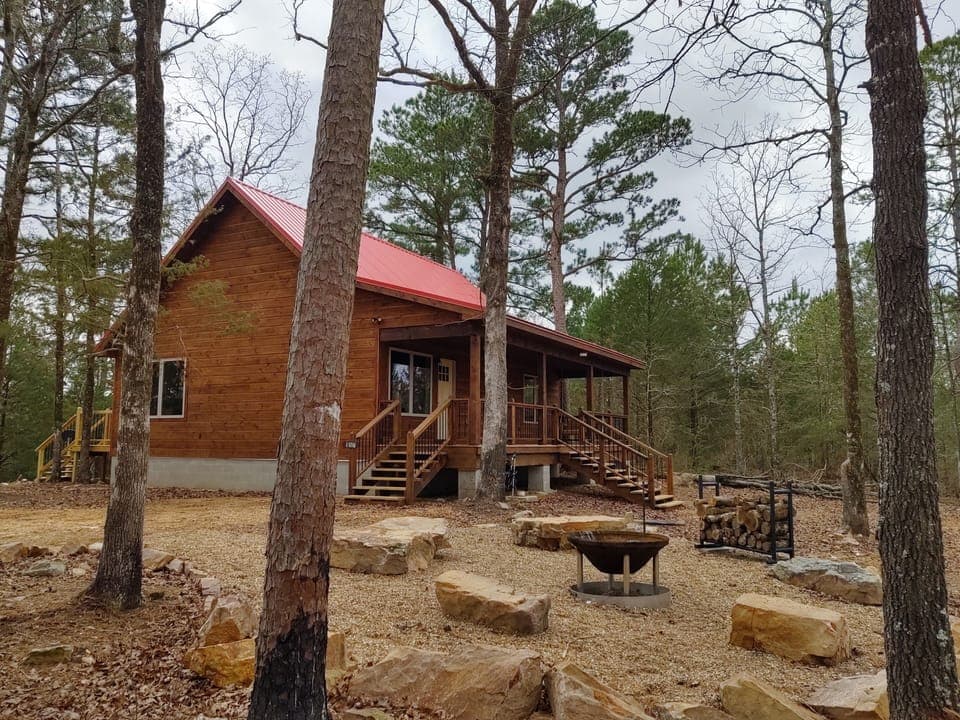 CABIN AND FIREPIT AREA