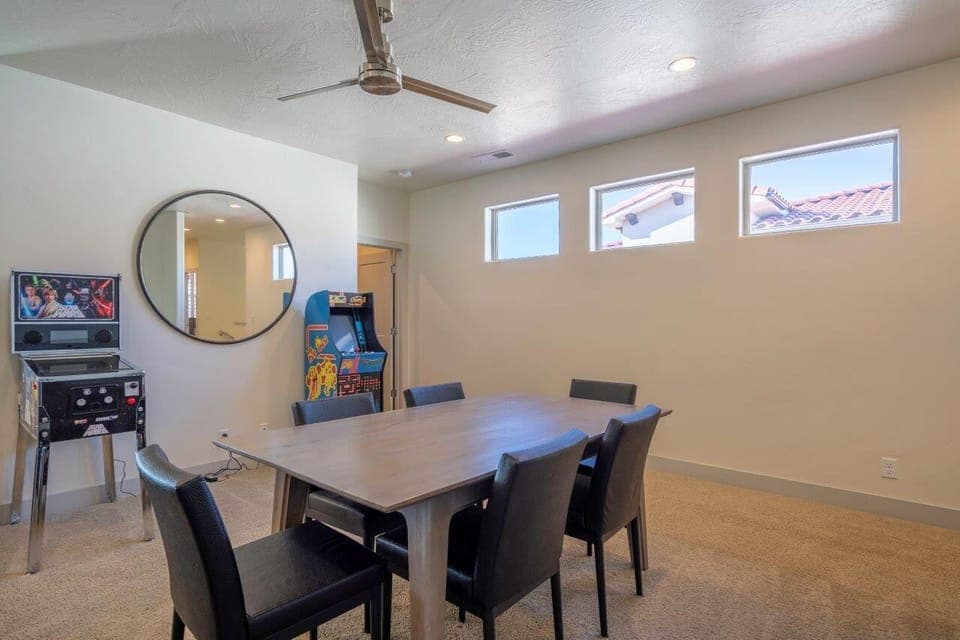 2 Arcade games and table seating - perfect for a game night!