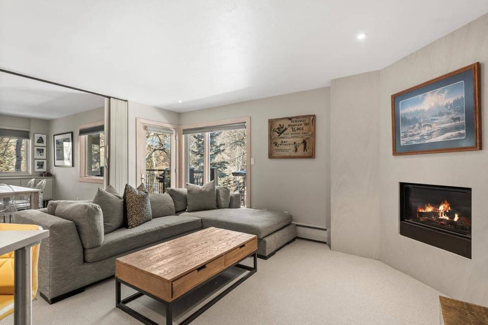 Your group will enjoy evenings relaxing in the living area with gas fireplace and large flat screen TV.