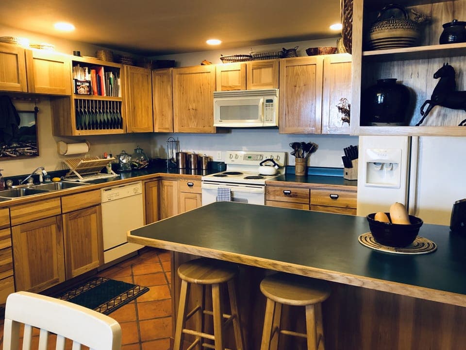 the kitchen area