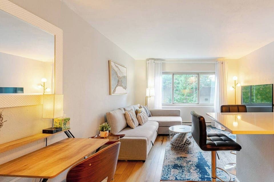 Unwind in the comfy living room after a fun-filled day exploring the city
