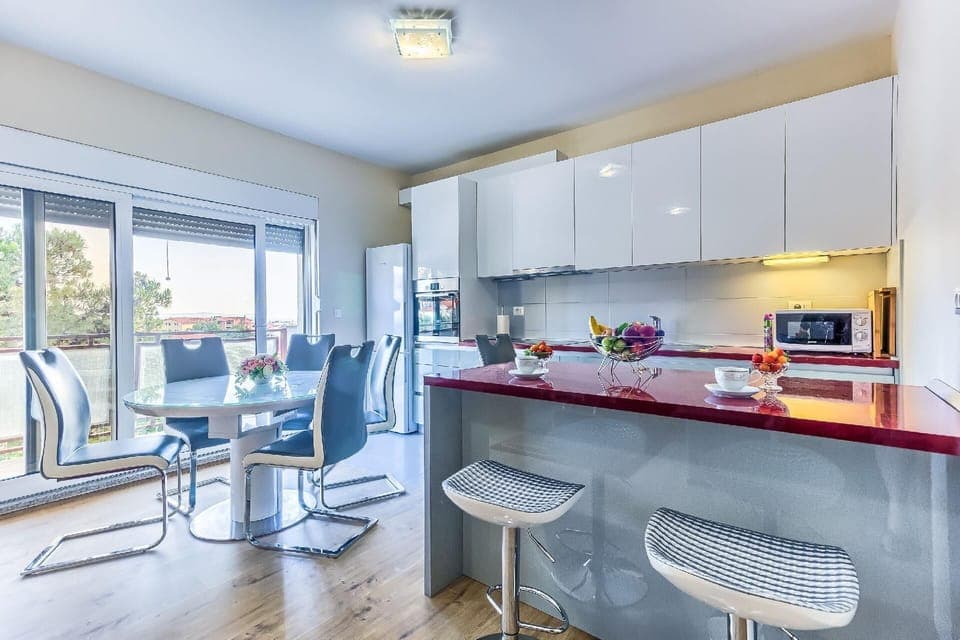 Kitchen area. Living room and kitchen