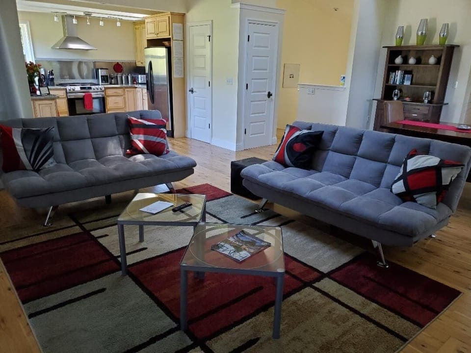 living room, kitchen and dining room