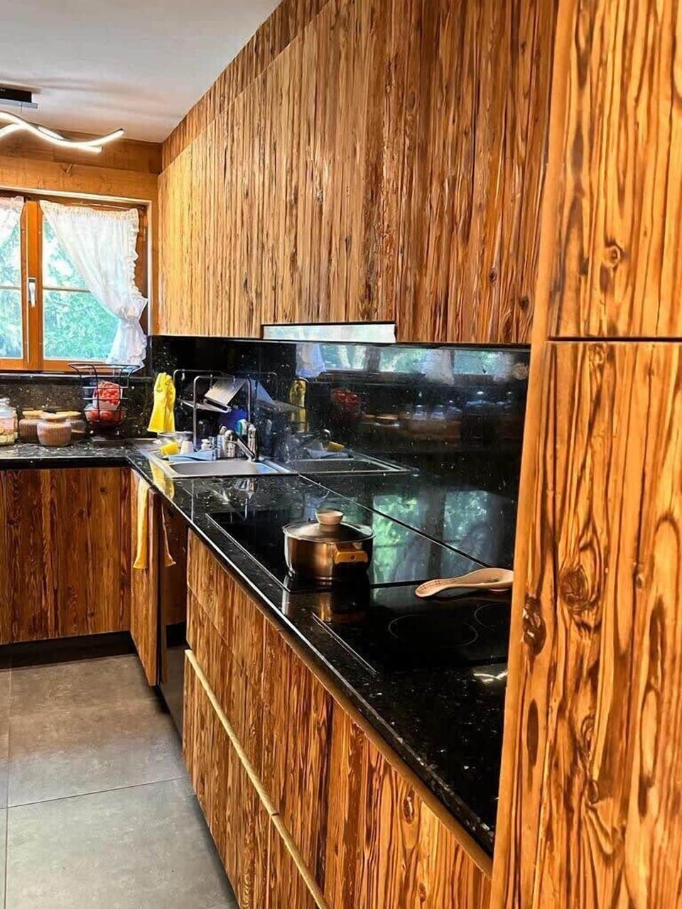 the wooden kitchen 