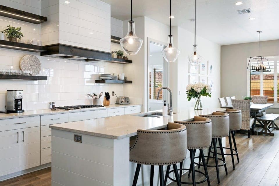 Modern and clean kitchen with barstool seating for 4 people