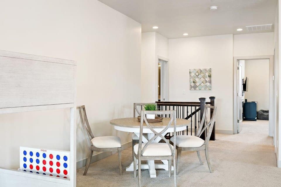 Upstairs living room - twin bunk bed and gaming table