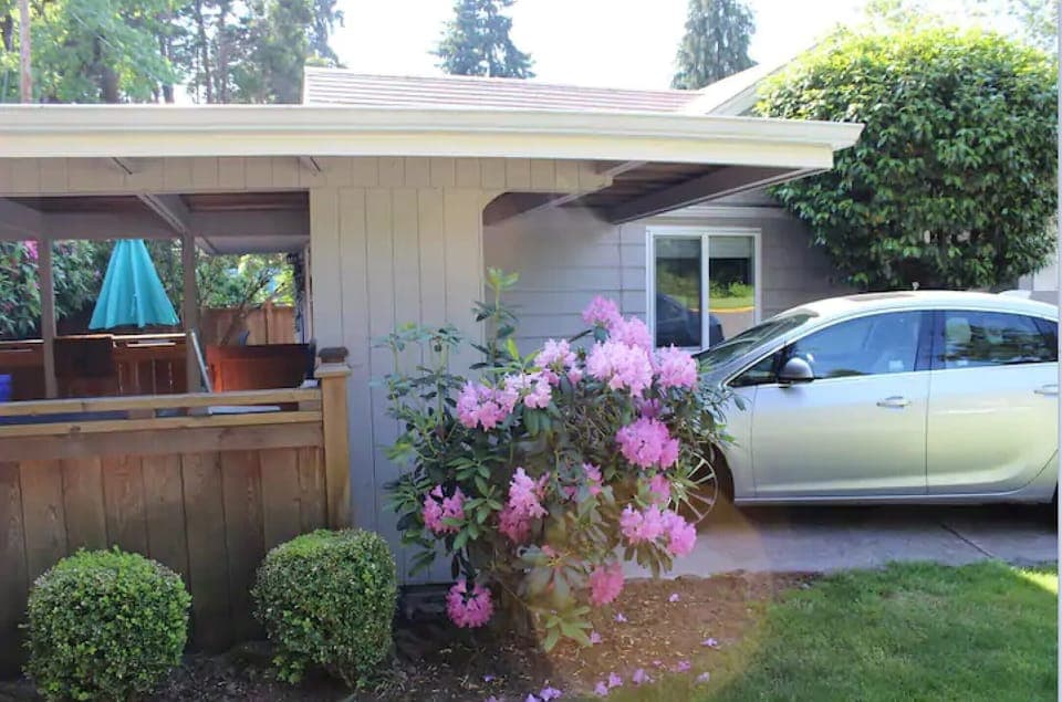 Duplex this is the in the view of the carport where you will park your cars. 