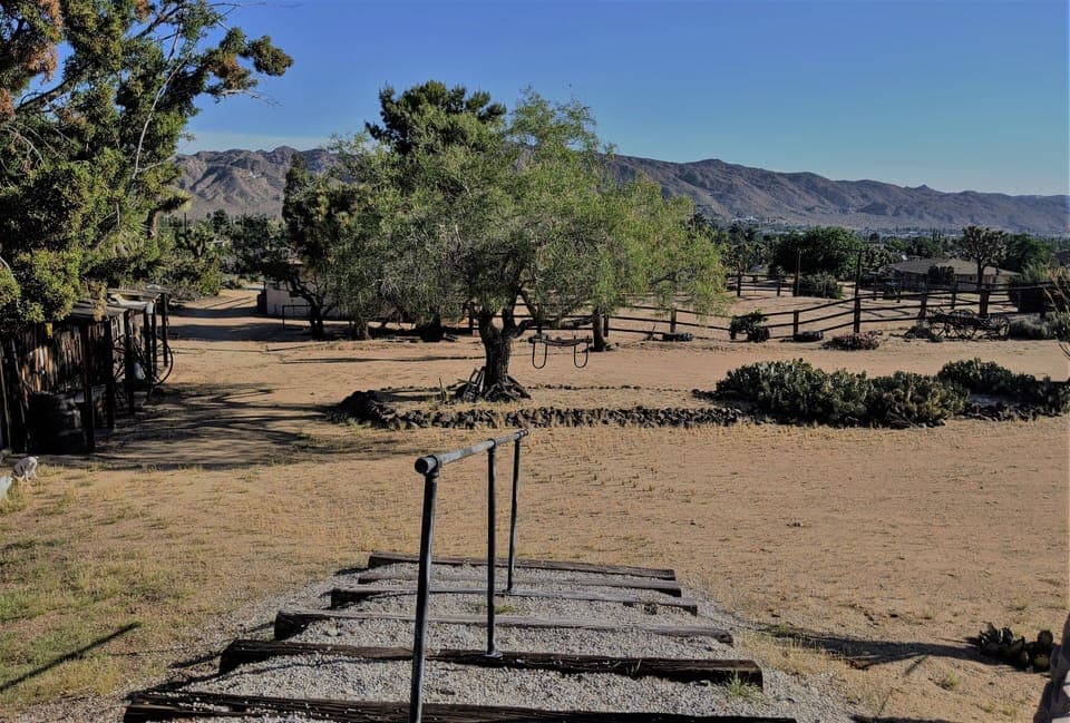 Walk down to the stable and large corral