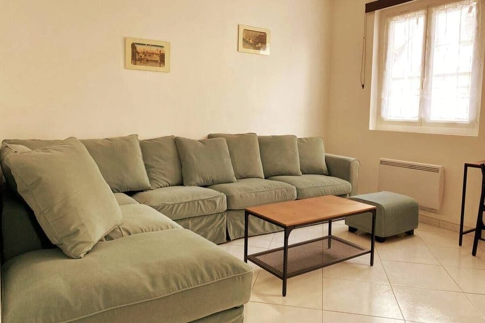 Large living room with double-sofa-bed  