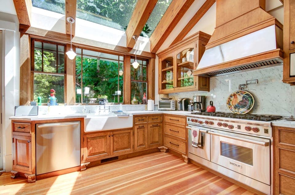 Kitchen with Wolf Range and Sub Zero Refrigerator