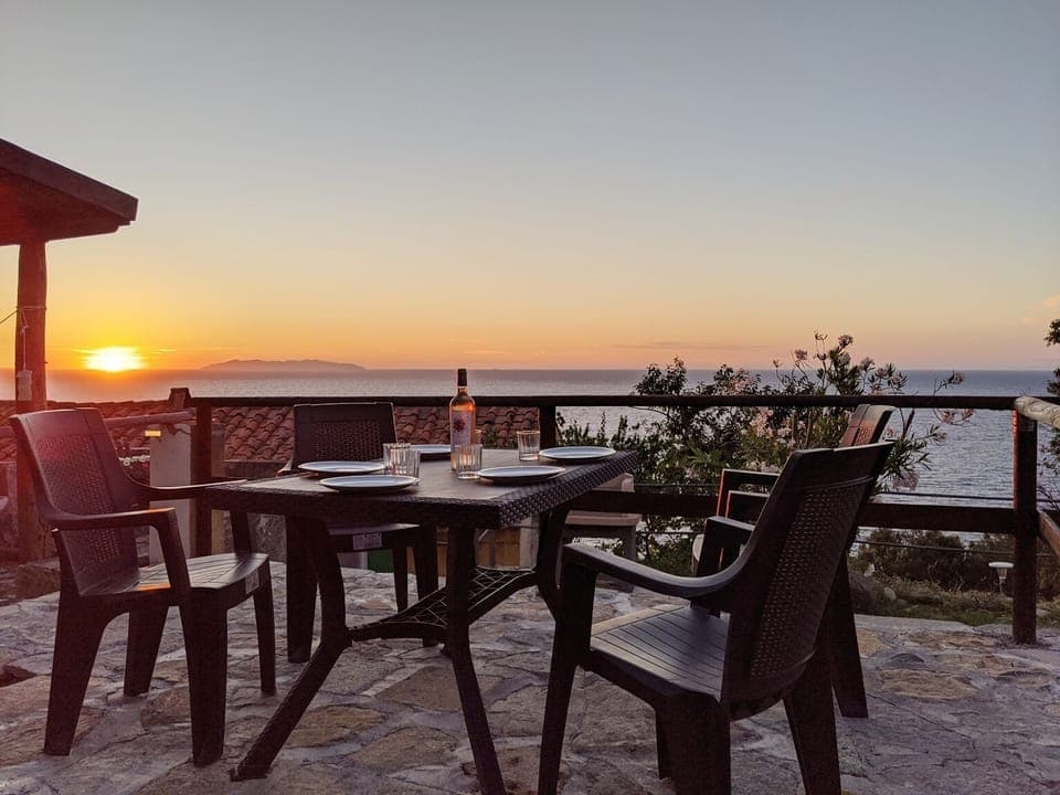Full seaview private terrace over the sunshine - Capraia Island on background