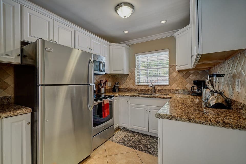 Fully stocked kitchen. 