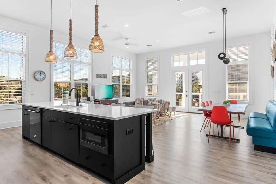 Large open kitchen/living/dining room