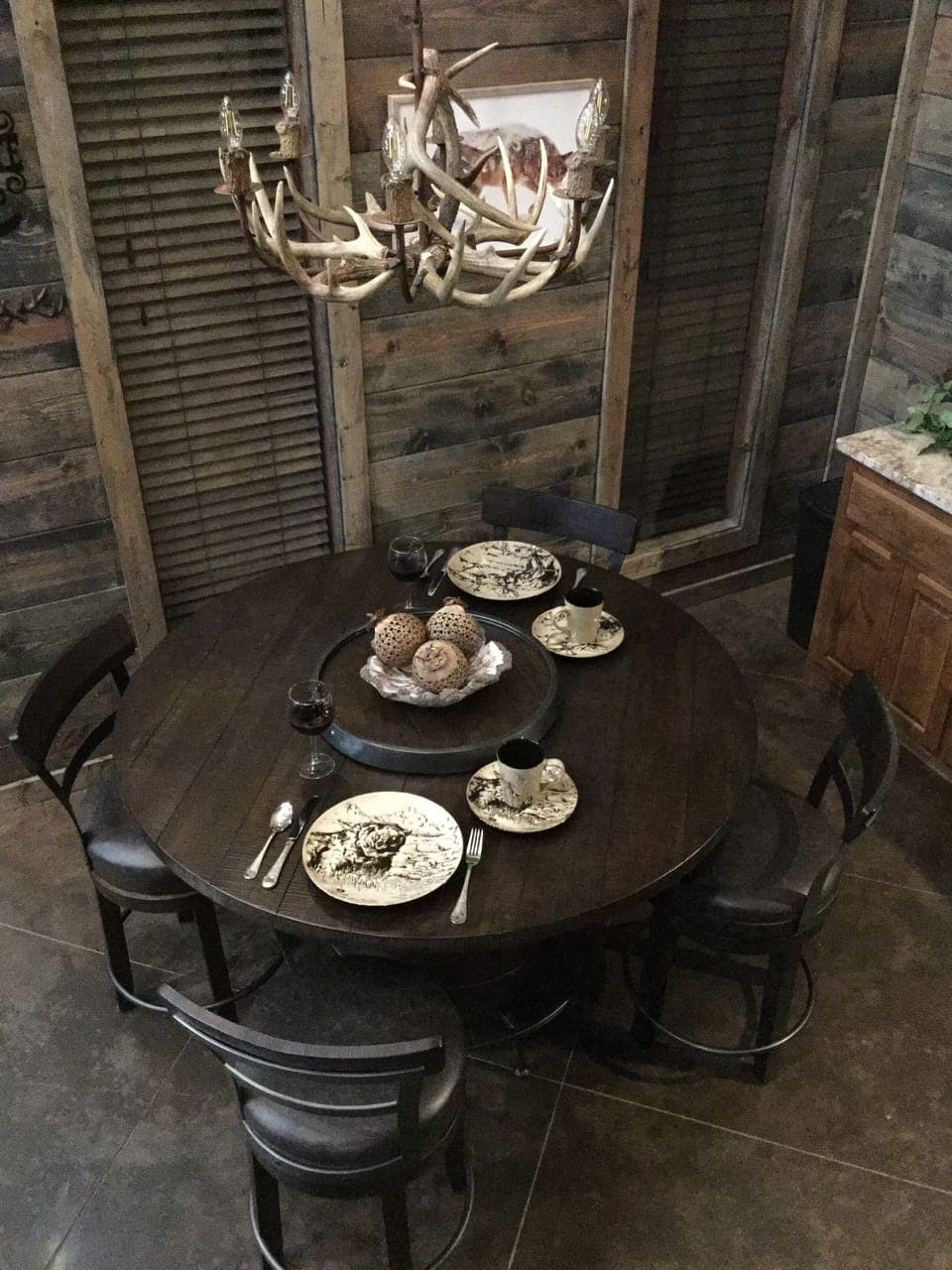 Dining table, kitchen area from loft view