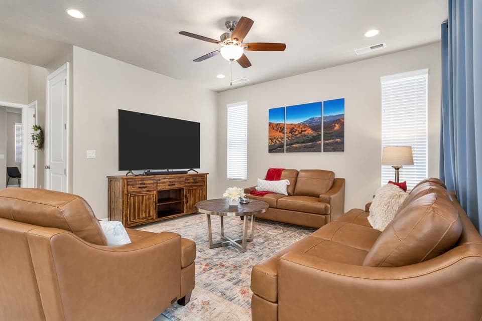 Family room featuring large flat screen tv, cable and wifi