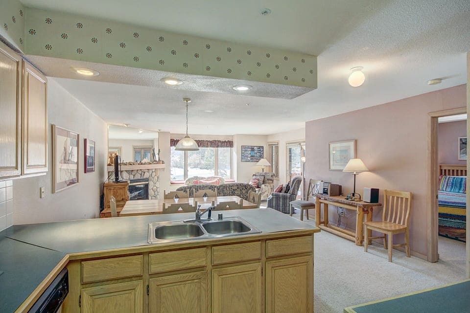 kitchen and living area