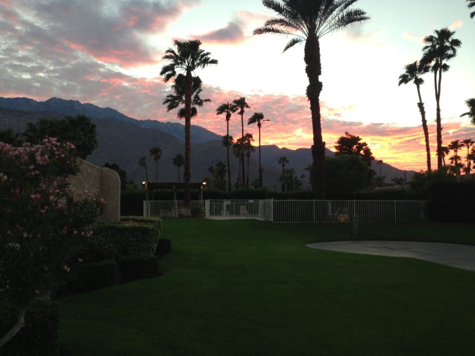 Sunset and mountain view from back patio!