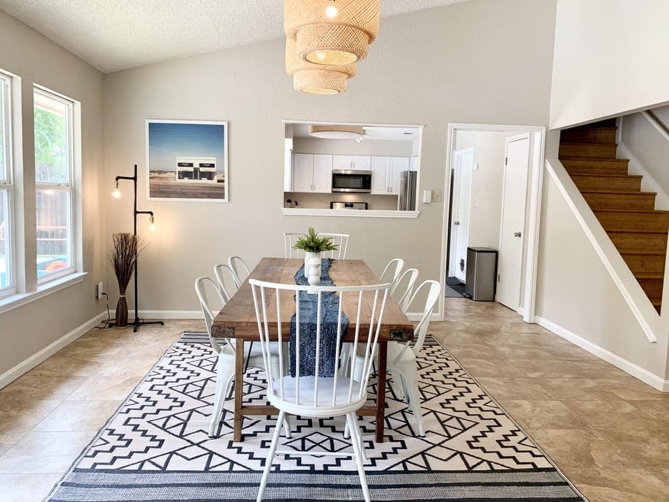 Large indoor gathering table which seats up to 10