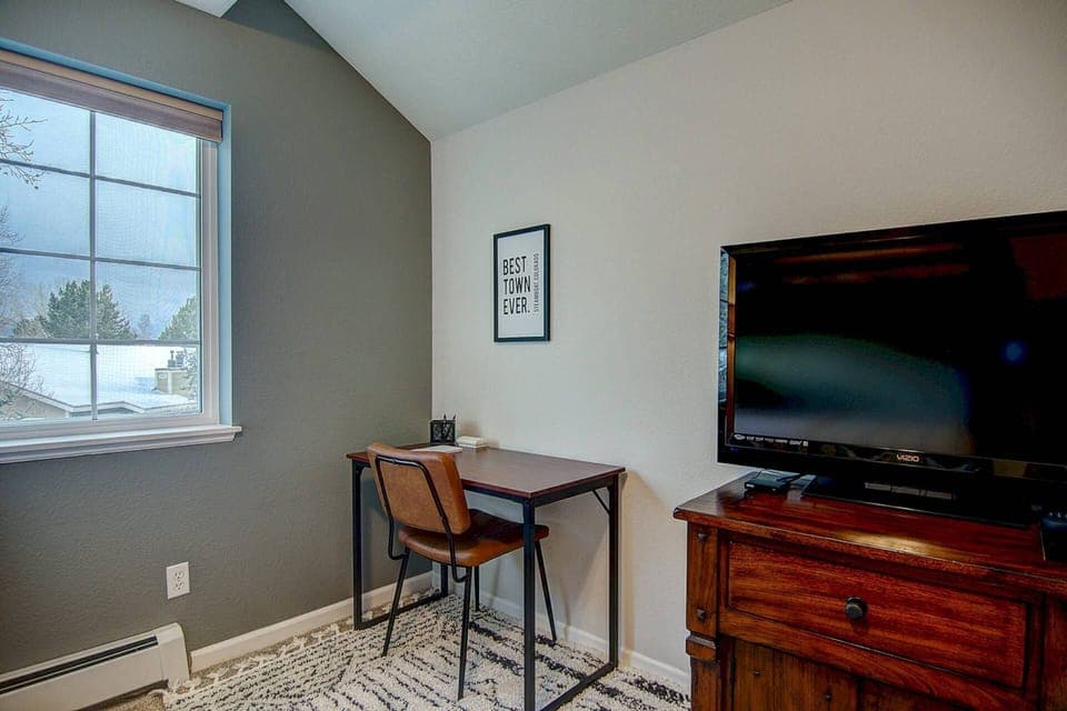 A dedicated desk space ensures you can stay connected even while off the grid.