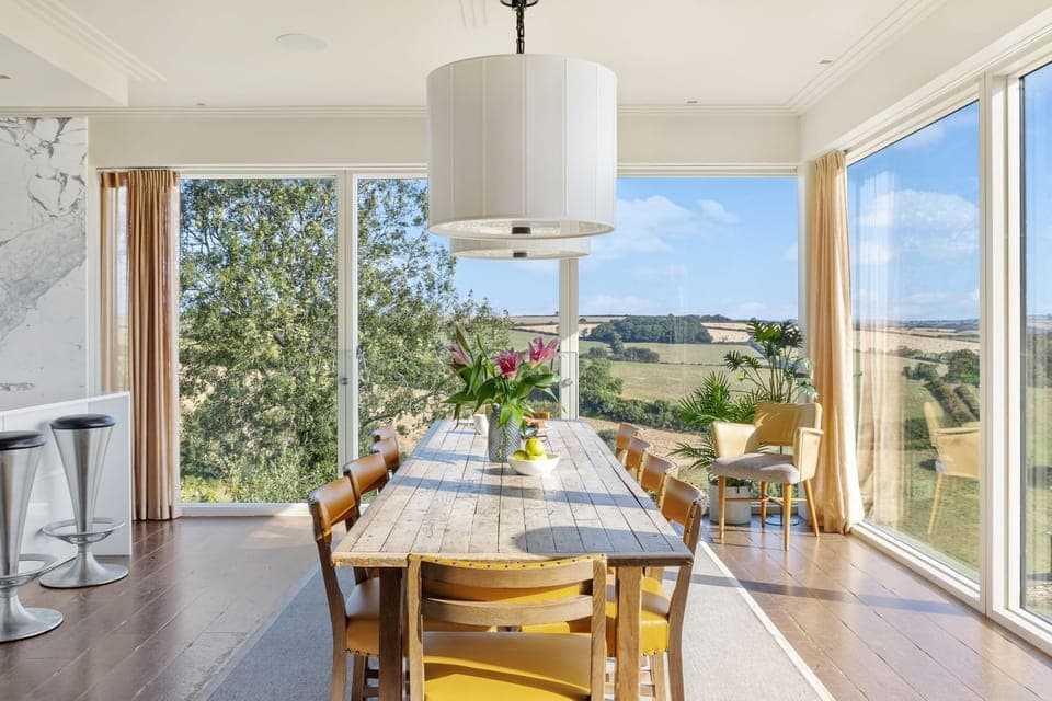 Dining area with countryside views - Golden Meadow