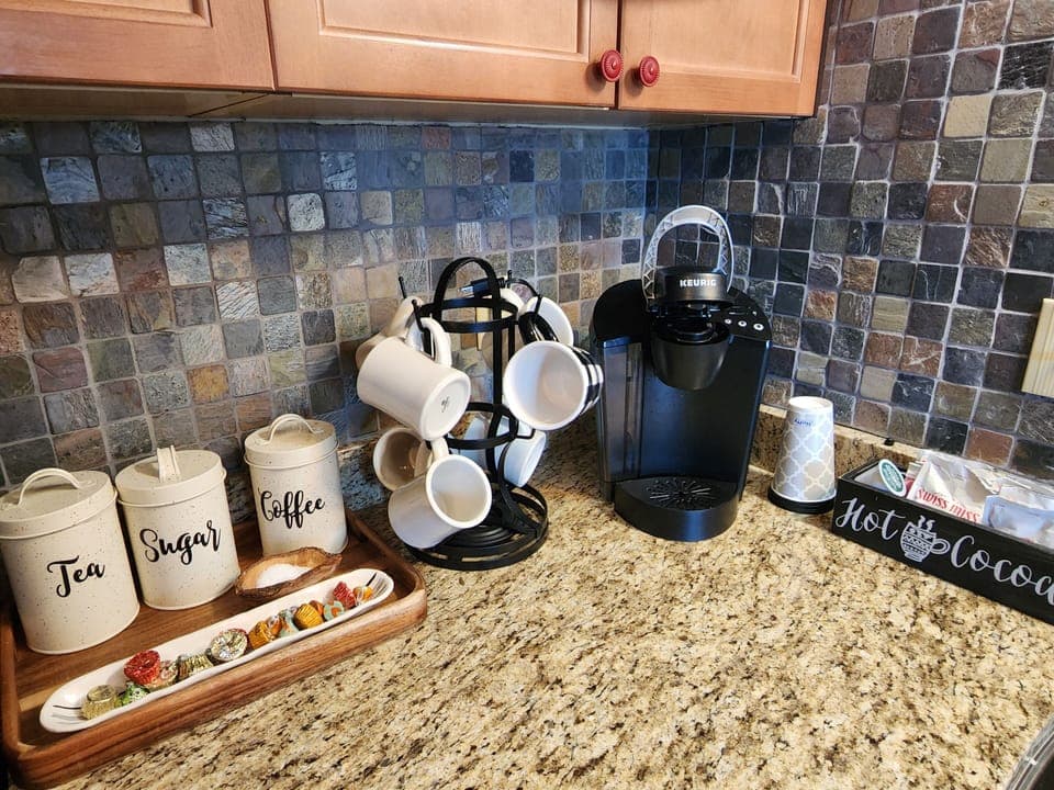 Keurig coffee bar.  Complimentary K Cups.