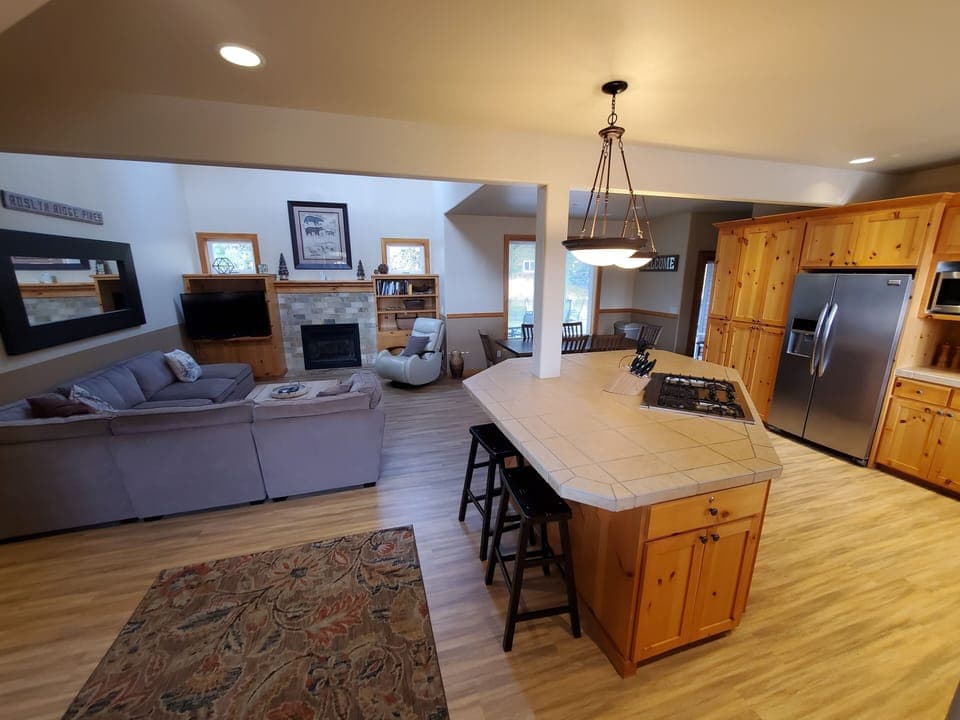 Open concept on the lower floor keeps everyone connected.