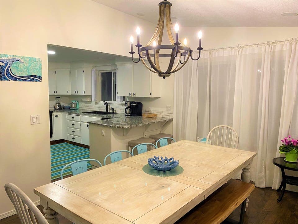 A table that fits the whole gang makes dinner fun & perfect for game night.