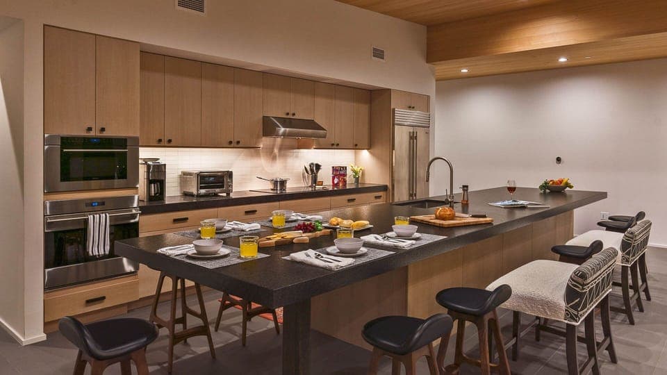 Gourmet kitchen with breakfast bar seating