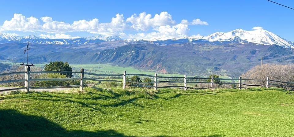 Back yard view of Mnt. Sopris and the Elk Mountain Range.