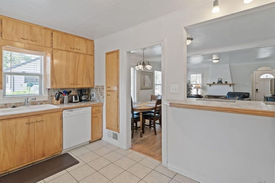 The open-concept allows you to be able to view the dining and living area from the kitchen.