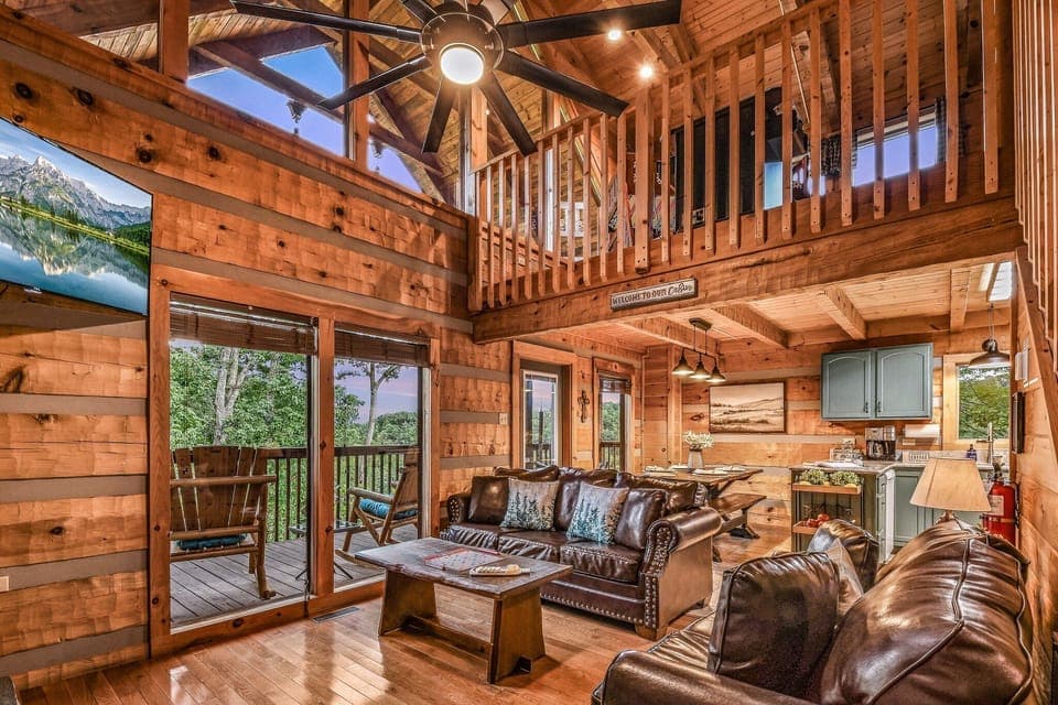 Take in the soaring vaulted ceilings and natural wood finishes that define this mountain retreat.