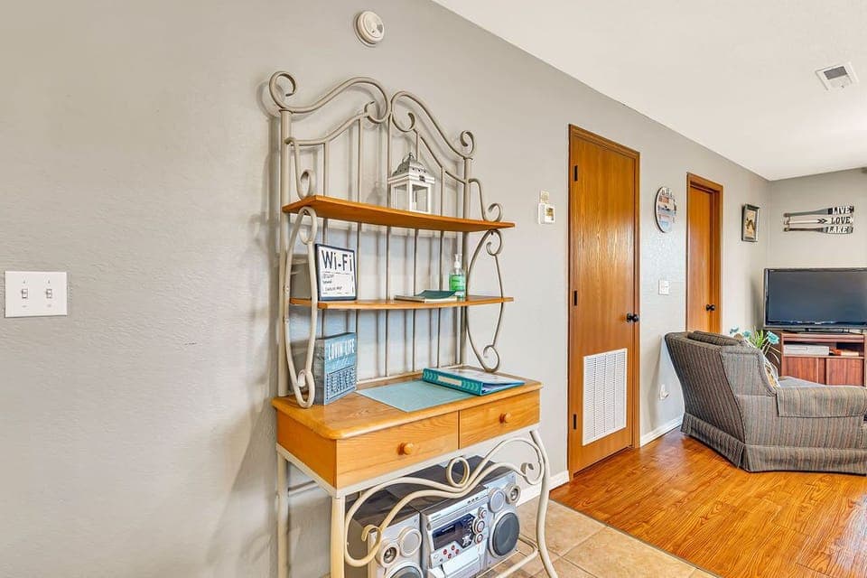 Our welcome center, guest book, and wi-fi info. 