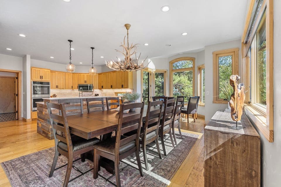 Mountain views from every room; board games and cards located in dining buffet