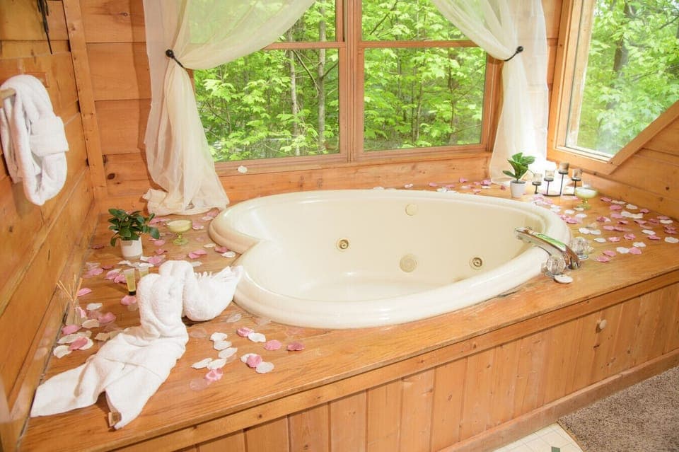Master bedroom heart shaped jacuzzi