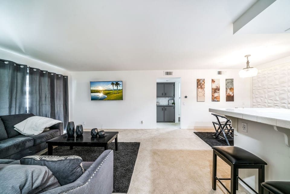 The condo features bright, open plan living throughout