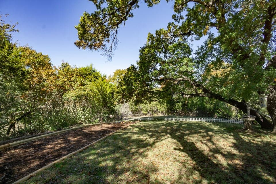 Part of backyard, plus bocce/horseshoe court.