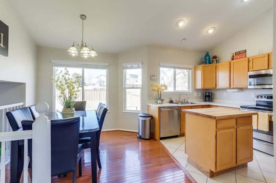 Our dining and kitchen area is spacious and perfect for gatherings and cooking