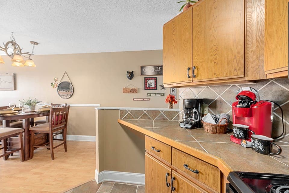 Breakfast nook and kitchen — casual dining with rustic decor