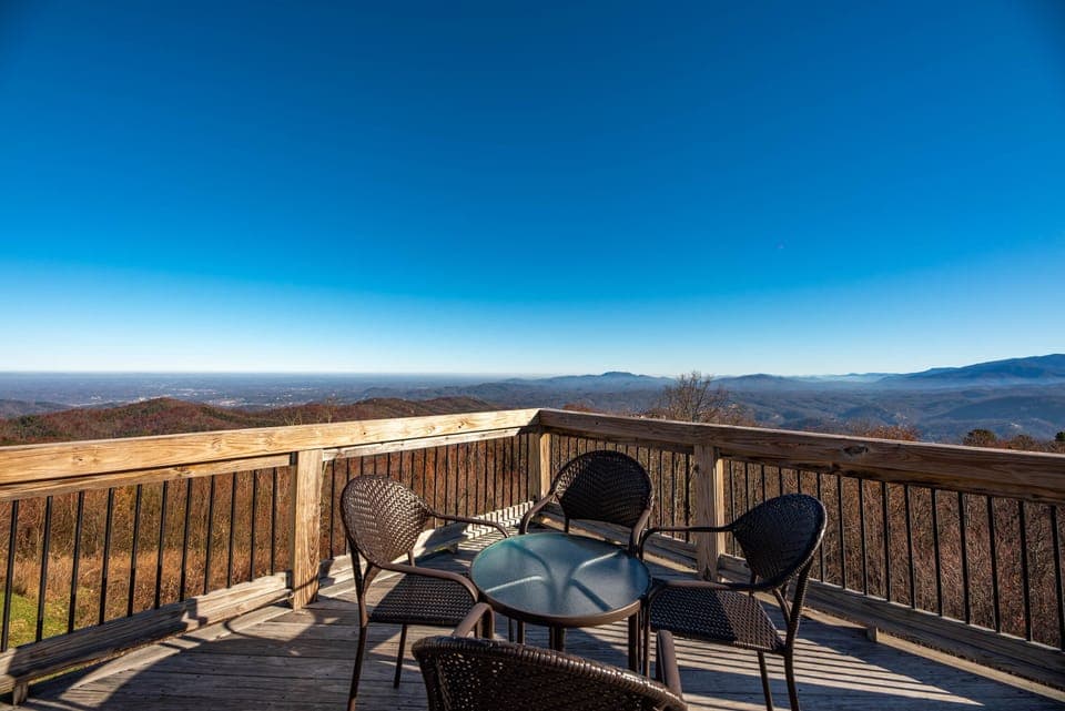 Panoramic mountain views from the upper deck — above Ober Gatlinburg