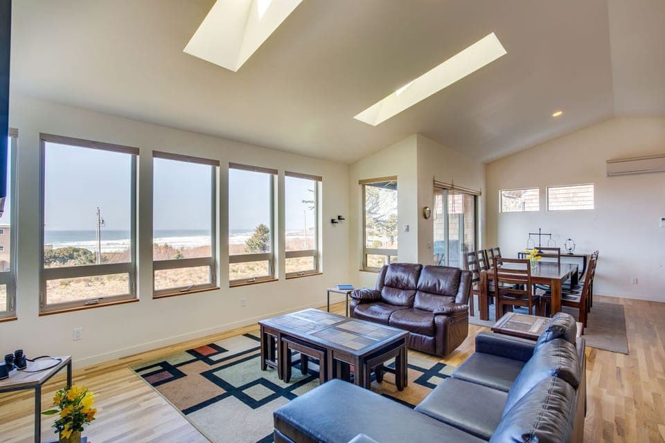 Relax in the ocean view living room.