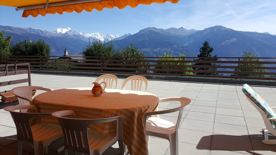 70 sqm south facing terrace overlooking the mountains