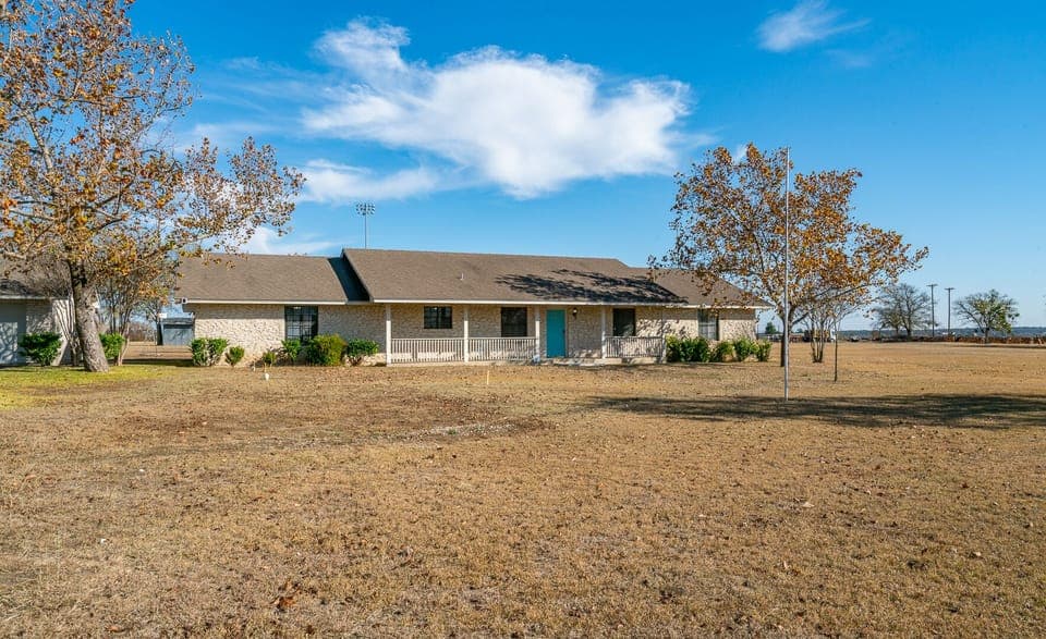 Front yard of modest ranch home