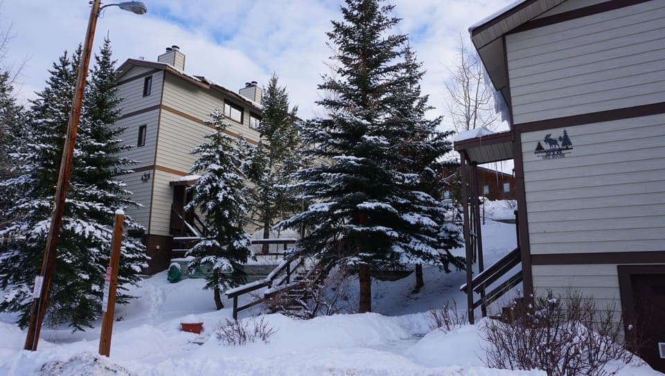 Winter view of building